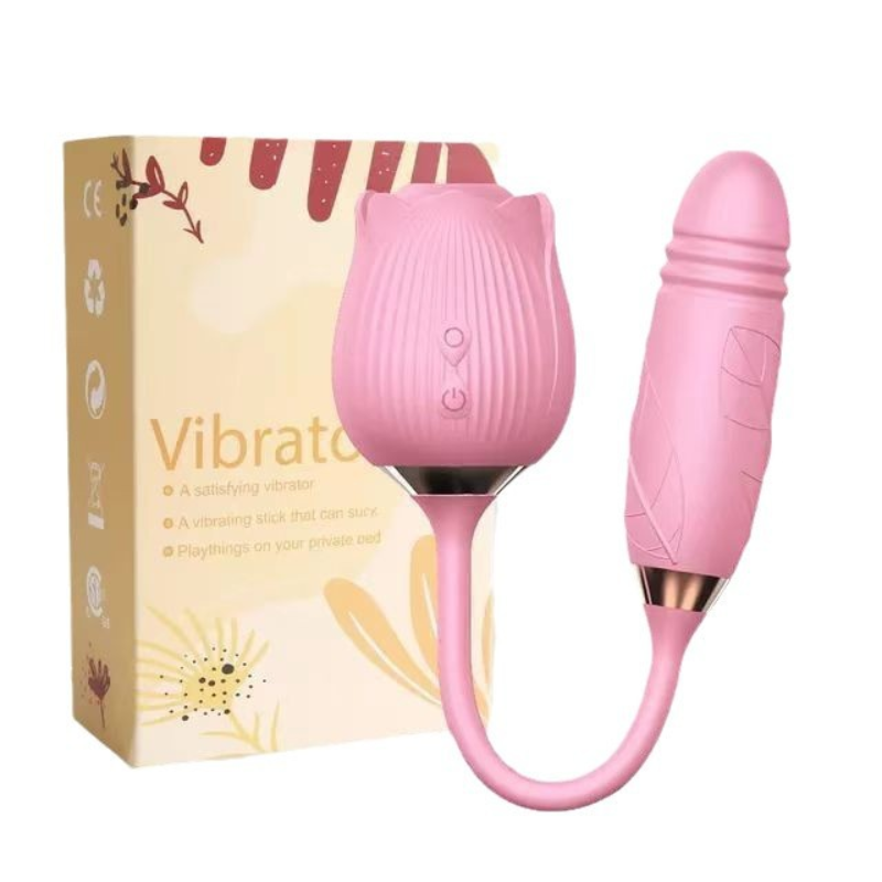YW Clit Sucking & G-Spot Thrusting Rose Vibrator